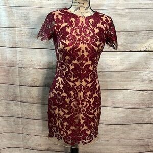Dress the Population Dress Sequins Lace Sheer Size Small